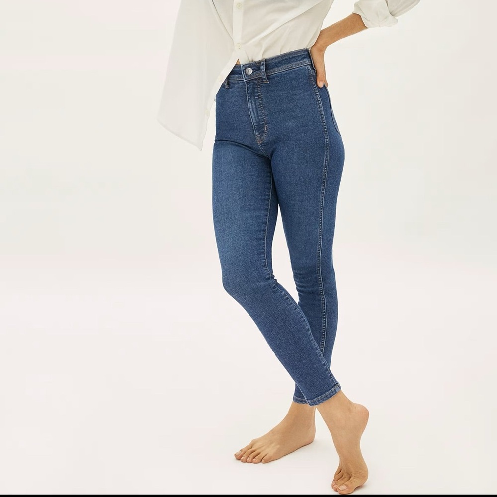 Everlane high-waisted medium wash skinny jeans